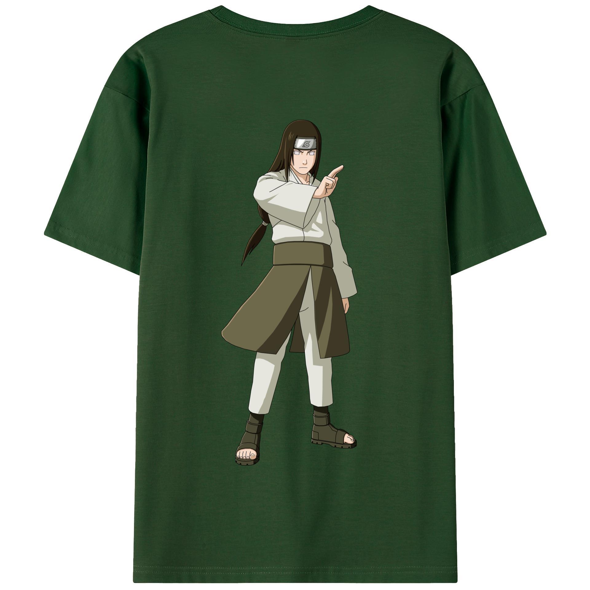 （画像用） NARUTO -ナルト- 日向ネジ Hyūga Neji 綿100％半袖Tシャツ（背面プリント）
